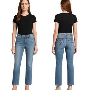 INC International Concepts Light Wash Bootcut Jeans Embroidered Pocket Size 6P